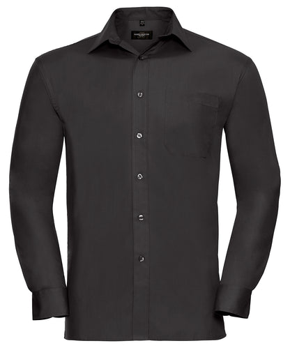 Russell Long sleeve pure cotton easycare poplin shirt Black