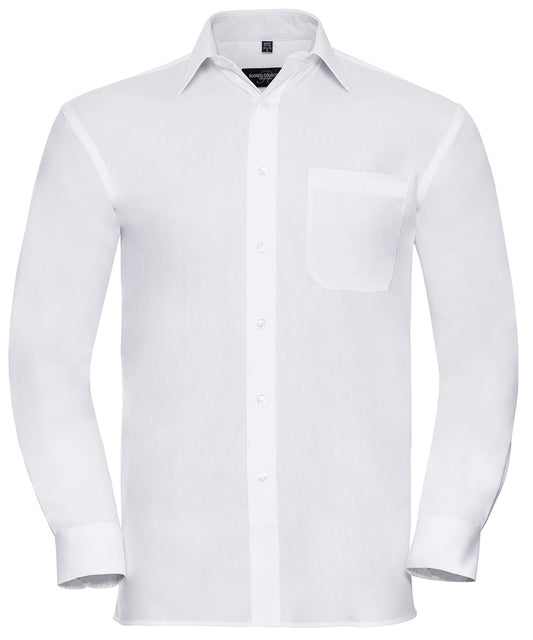 Russell Long sleeve pure cotton easycare poplin shirt White