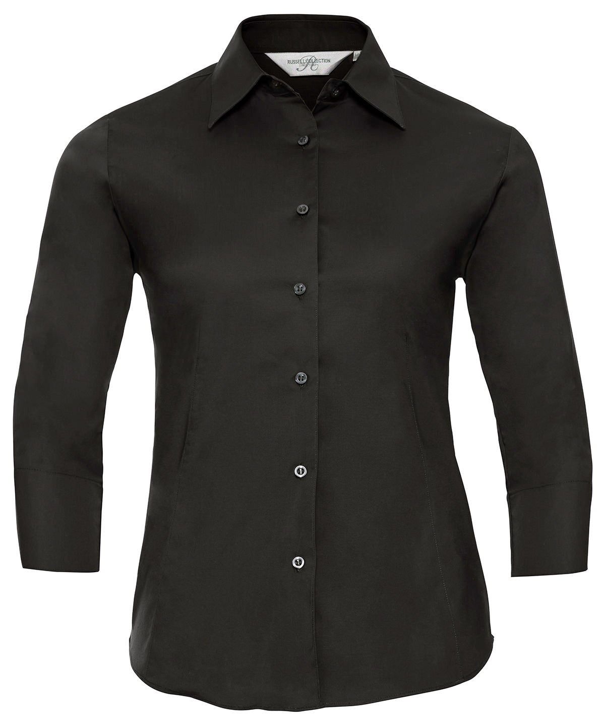 Russell Women's ¾ sleeve easycare fitted shirt Black