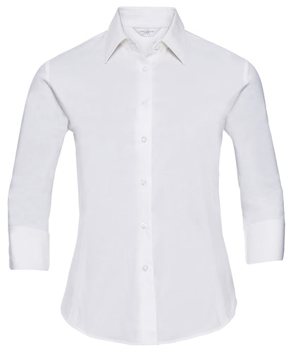 Russell Women's ¾ sleeve easycare fitted shirt White