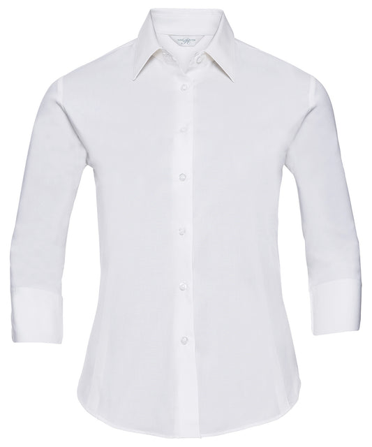 Russell Women's ¾ sleeve easycare fitted shirt White