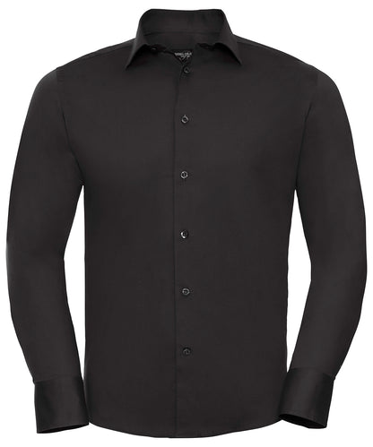Russell Long sleeve easycare fitted shirt Black