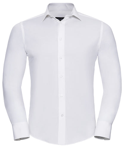 Russell Long sleeve easycare fitted shirt White