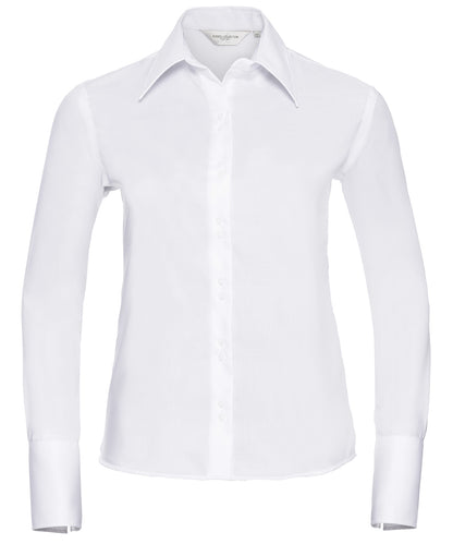 Russell Women's long sleeve ultimate non-iron shirt White