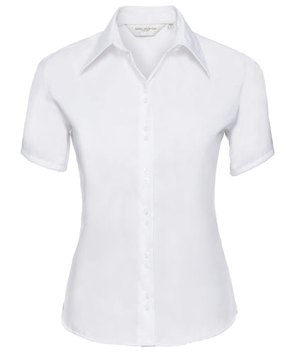 Russell Women's short sleeve ultimate non-iron shirt White