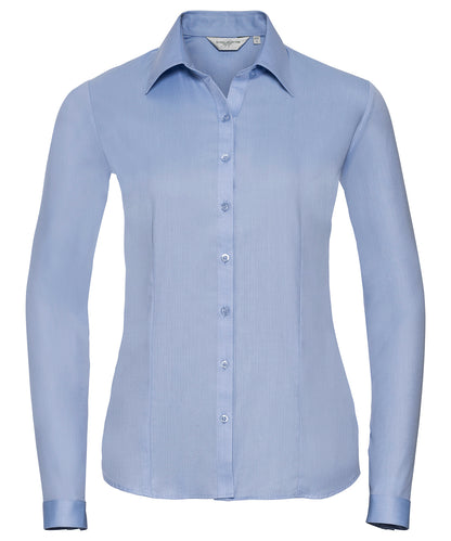 Russell Women's long sleeve herringbone shirt Light Blue