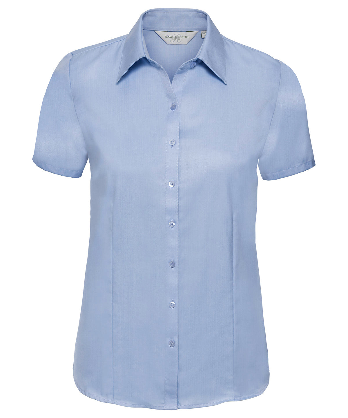 Russell Women's short sleeve herringbone shirt Light Blue
