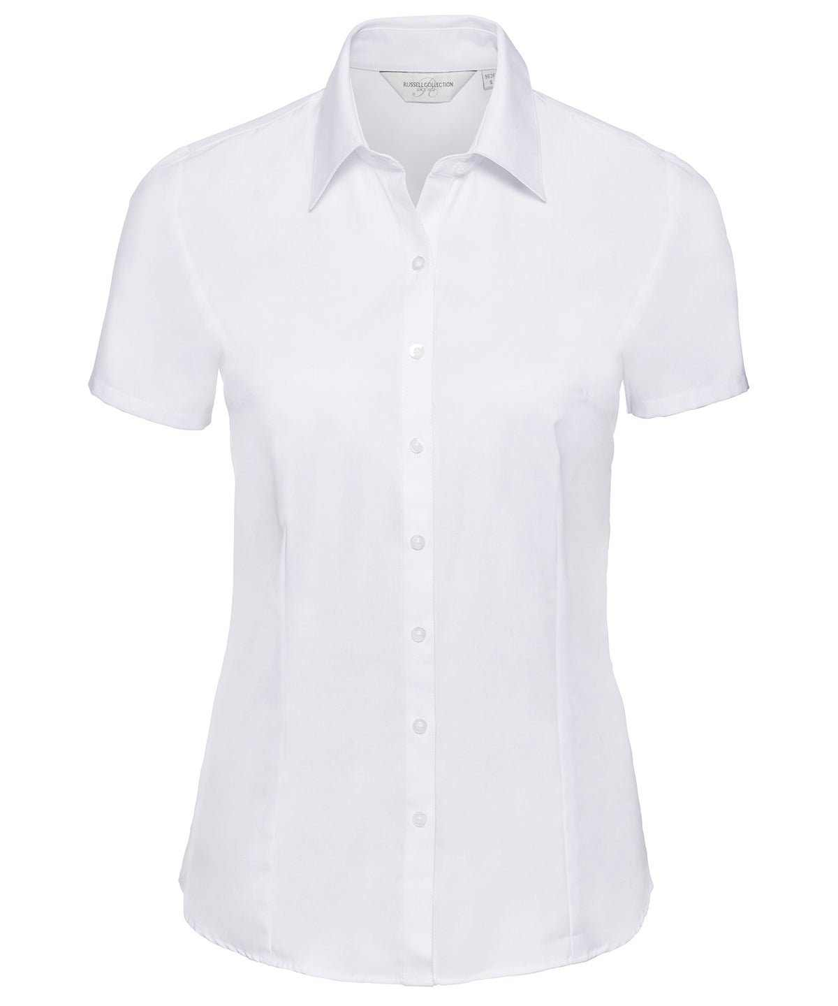 Russell Women's short sleeve herringbone shirt White