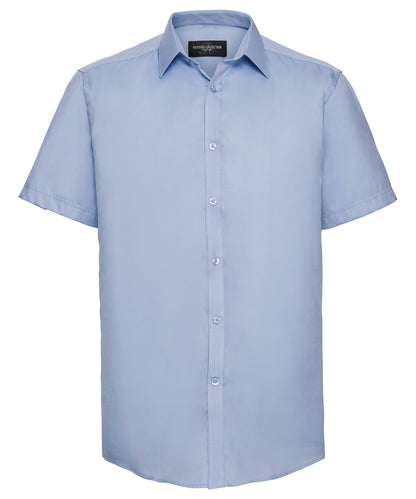 Russell Short sleeve herringbone shirt Light Blue