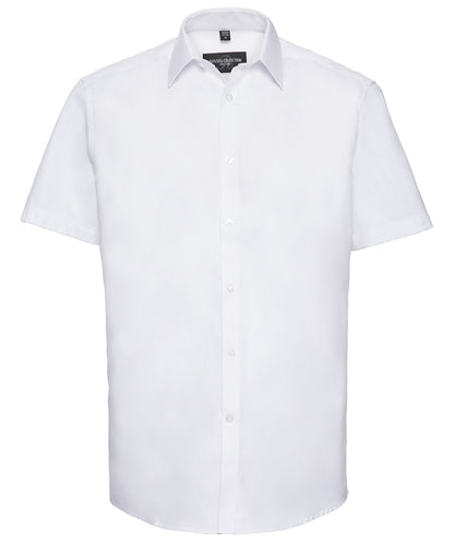 Russell Short sleeve herringbone shirt White