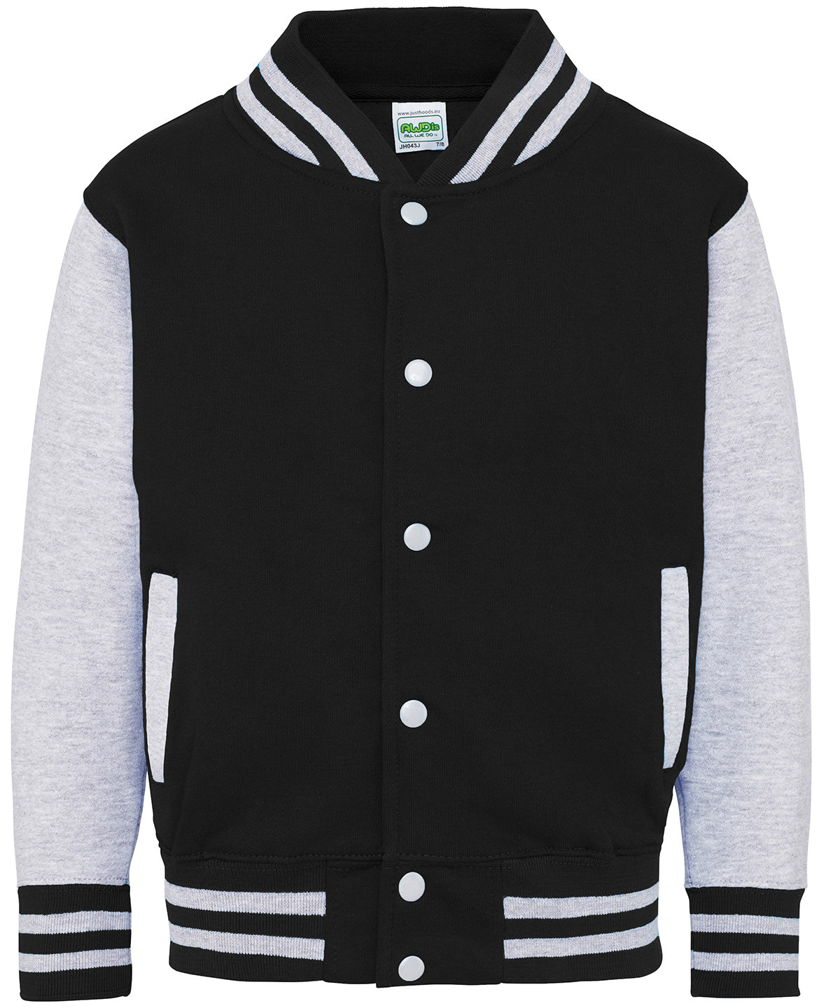 Just Hoods Kids varsity jacket Jet Black/Heather Grey