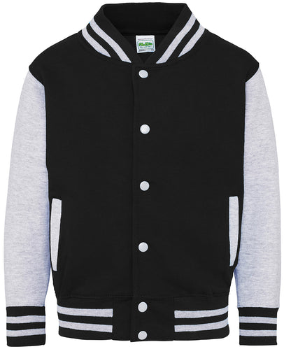 Just Hoods Kids varsity jacket Jet Black/Heather Grey