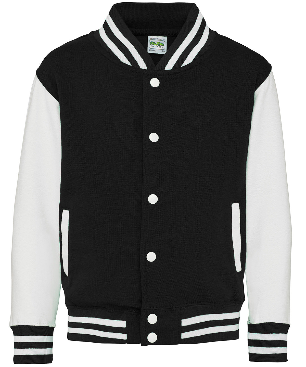Just Hoods Kids varsity jacket Jet Black/White