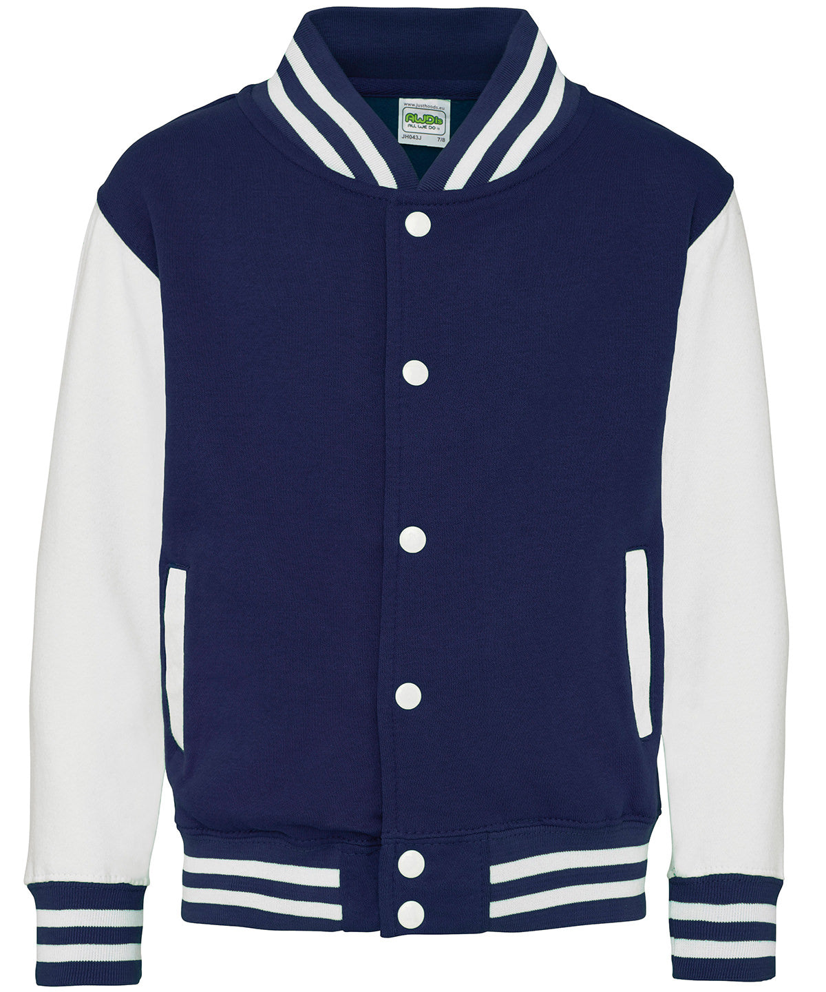 Just Hoods Kids varsity jacket Oxford Navy/White