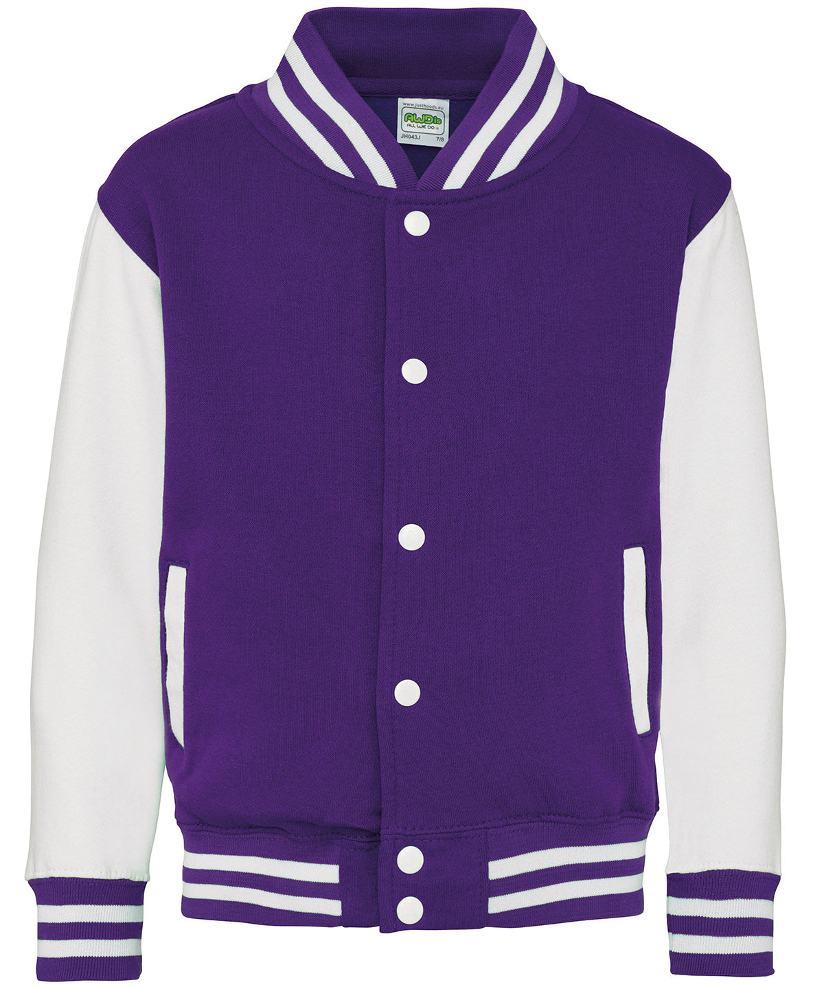 Just Hoods Kids varsity jacket Purple/White