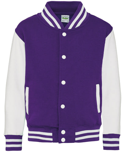 Just Hoods Kids varsity jacket Purple/White