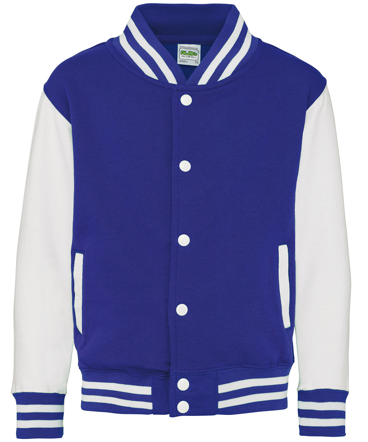 Just Hoods Kids varsity jacket Royal Blue/White