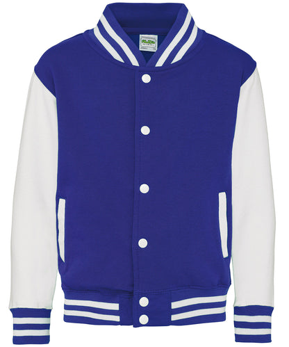 Just Hoods Kids varsity jacket Royal Blue/White