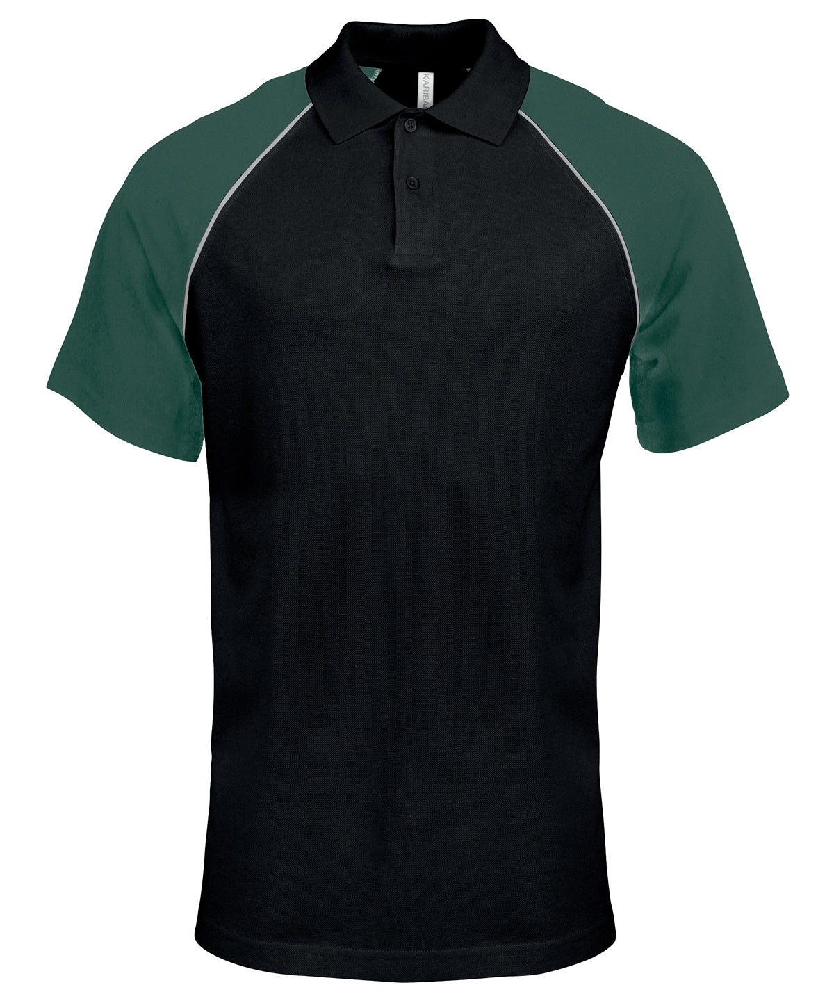 Kariban Polo baseball contrast polo shirt Black/Light Grey/Green
