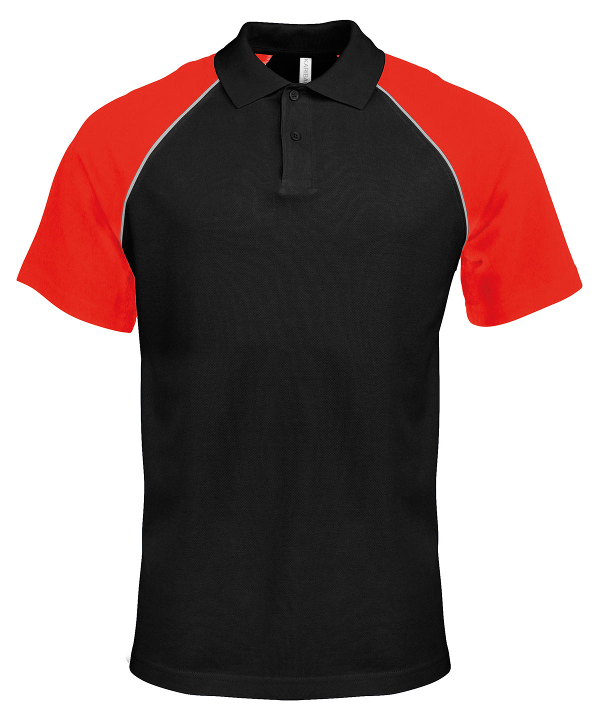 Kariban Polo baseball contrast polo shirt Black/Light Grey/Red