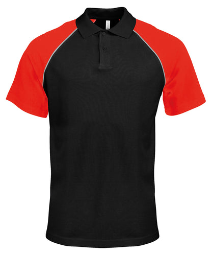 Kariban Polo baseball contrast polo shirt Black/Light Grey/Red