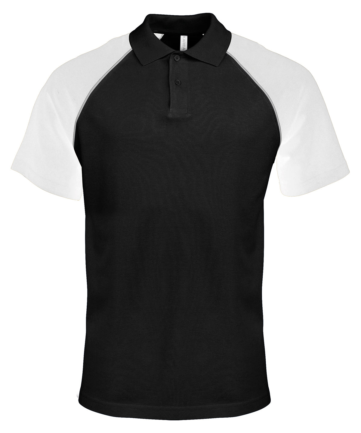 Kariban Polo baseball contrast polo shirt Black/Light Grey/White