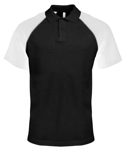 Kariban Polo baseball contrast polo shirt Black/Light Grey/White
