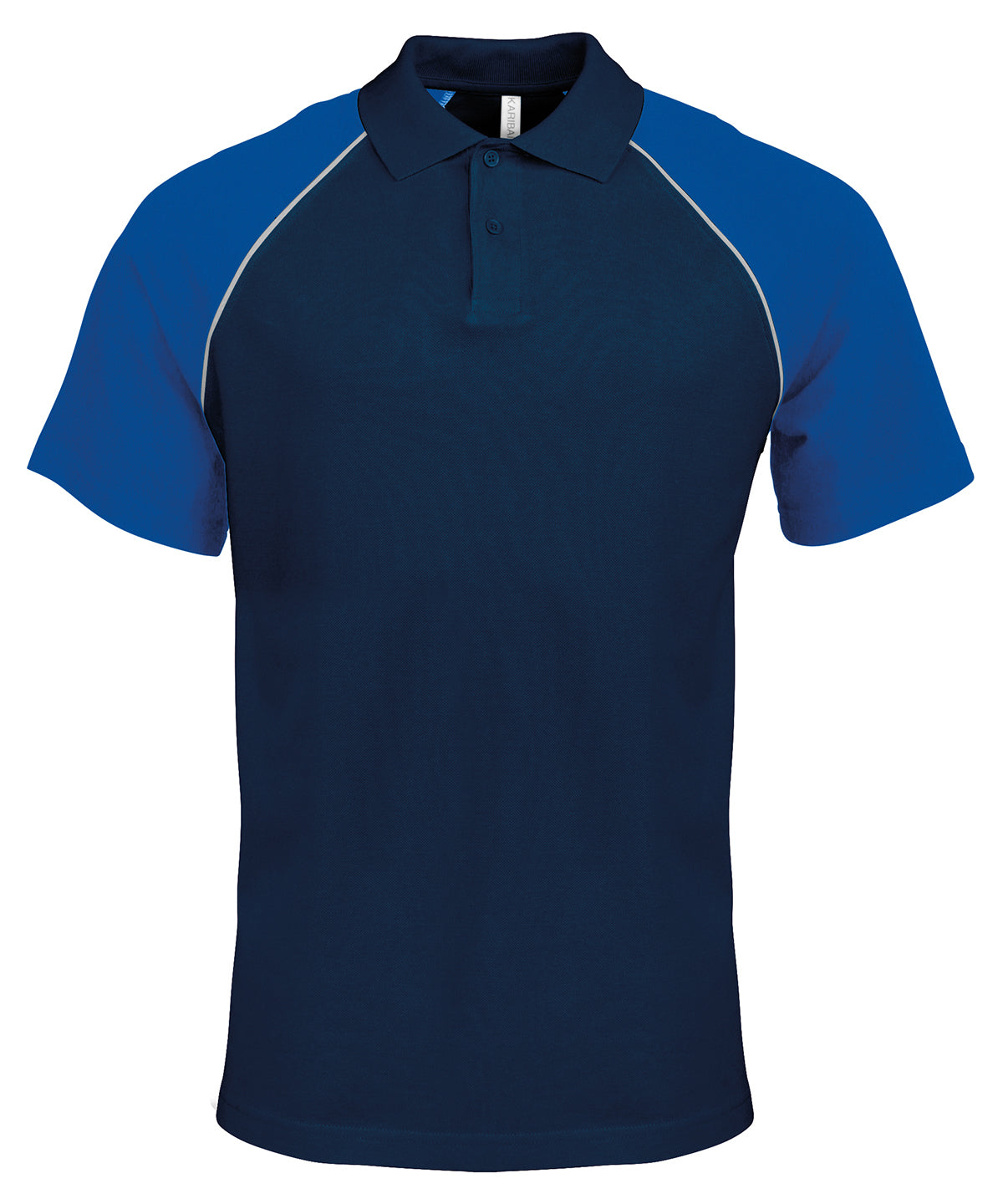 Kariban Polo baseball contrast polo shirt Navy/Light Grey/Royal