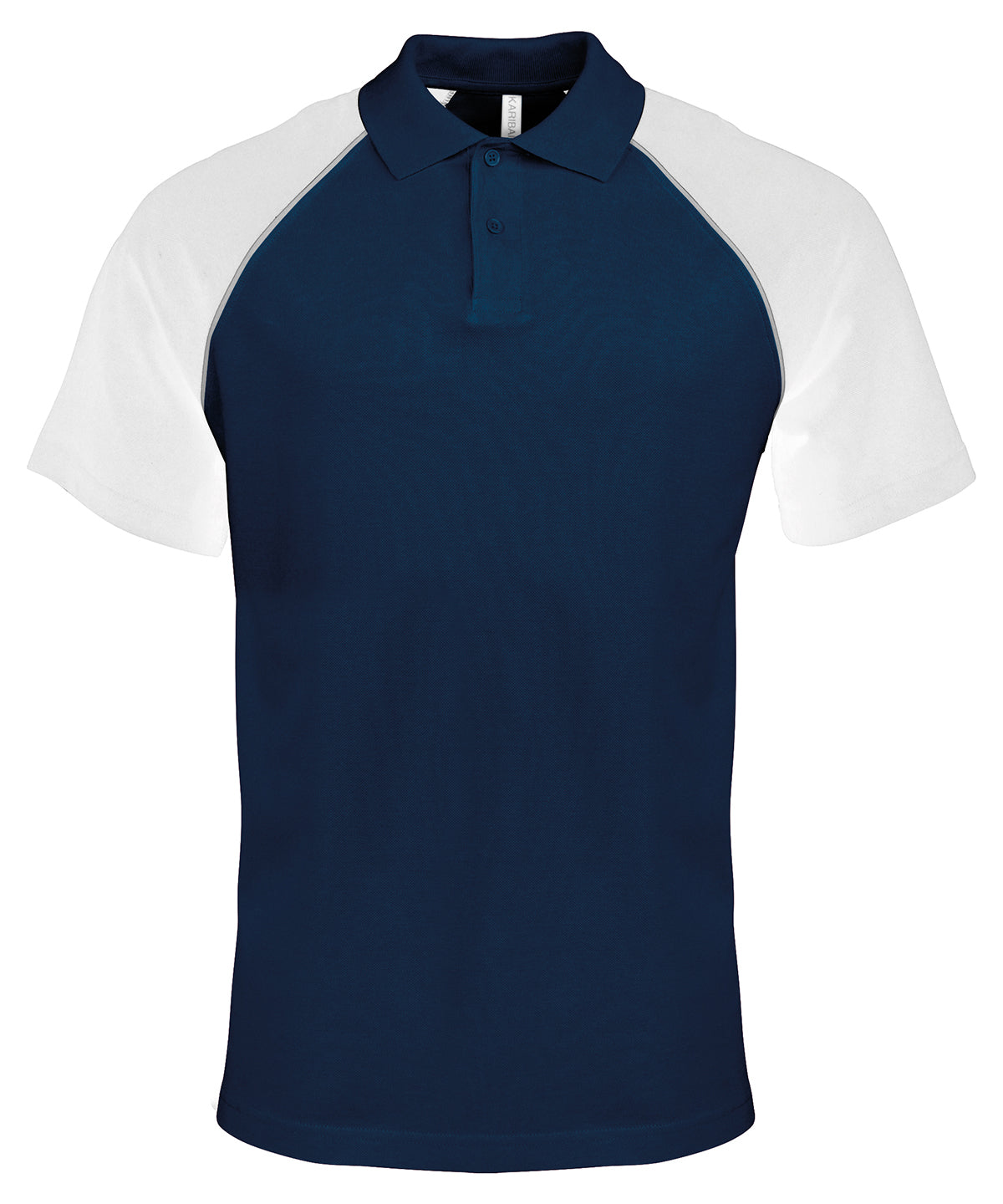 Kariban Polo baseball contrast polo shirt Navy/Light Grey/White