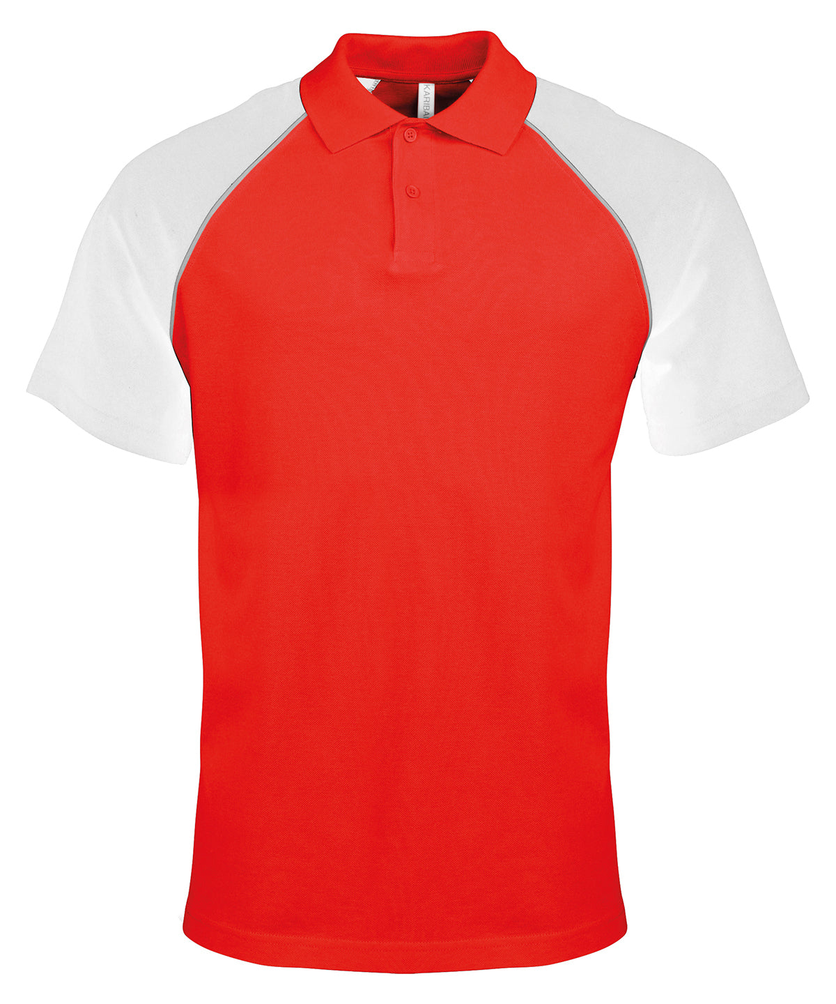 Kariban Polo baseball contrast polo shirt Red/Light Grey/White