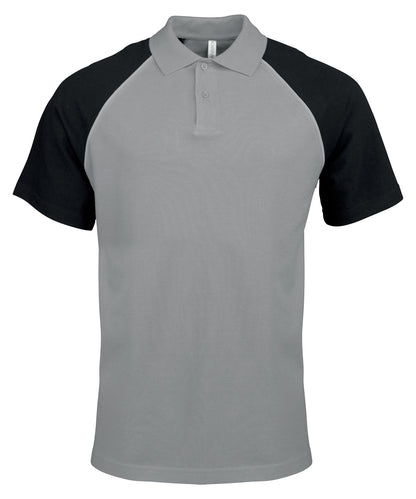 Kariban Polo baseball contrast polo shirt Slate Grey/Light Grey/Black