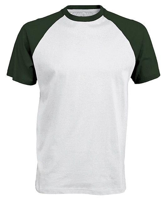 Kariban Baseball Short-sleeved two-tone T-shirt White/Forest