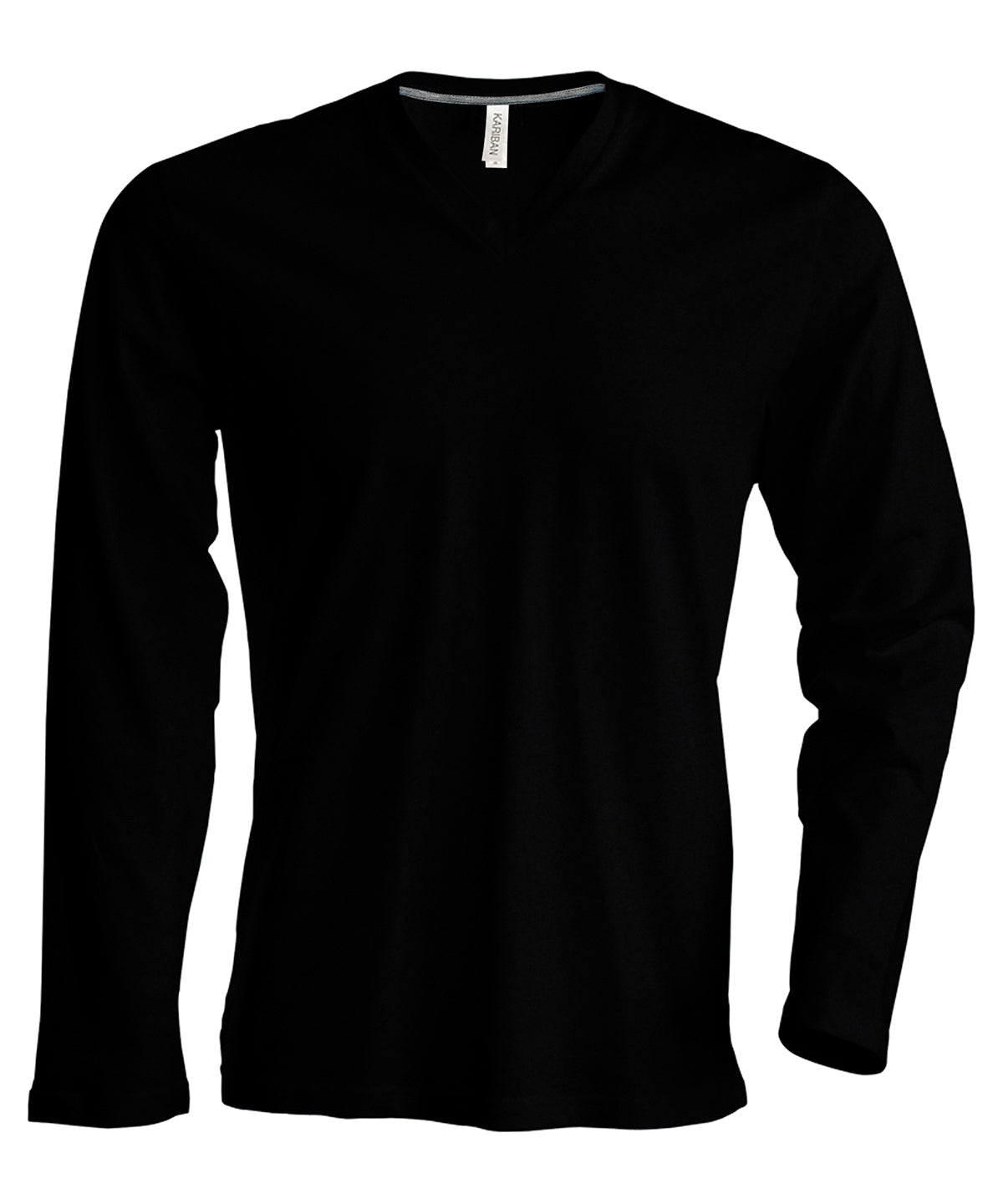 Kariban Men's long-sleeved V-neck T-shirt Black