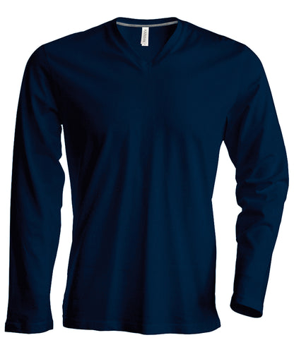 Kariban Men's long-sleeved V-neck T-shirt Navy