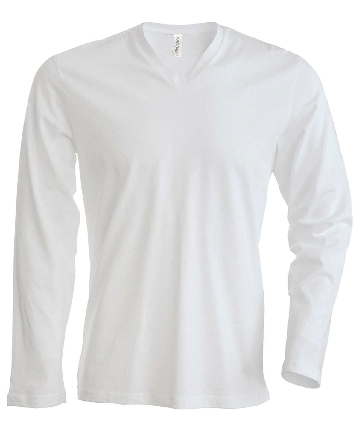 Kariban Men's long-sleeved V-neck T-shirt White