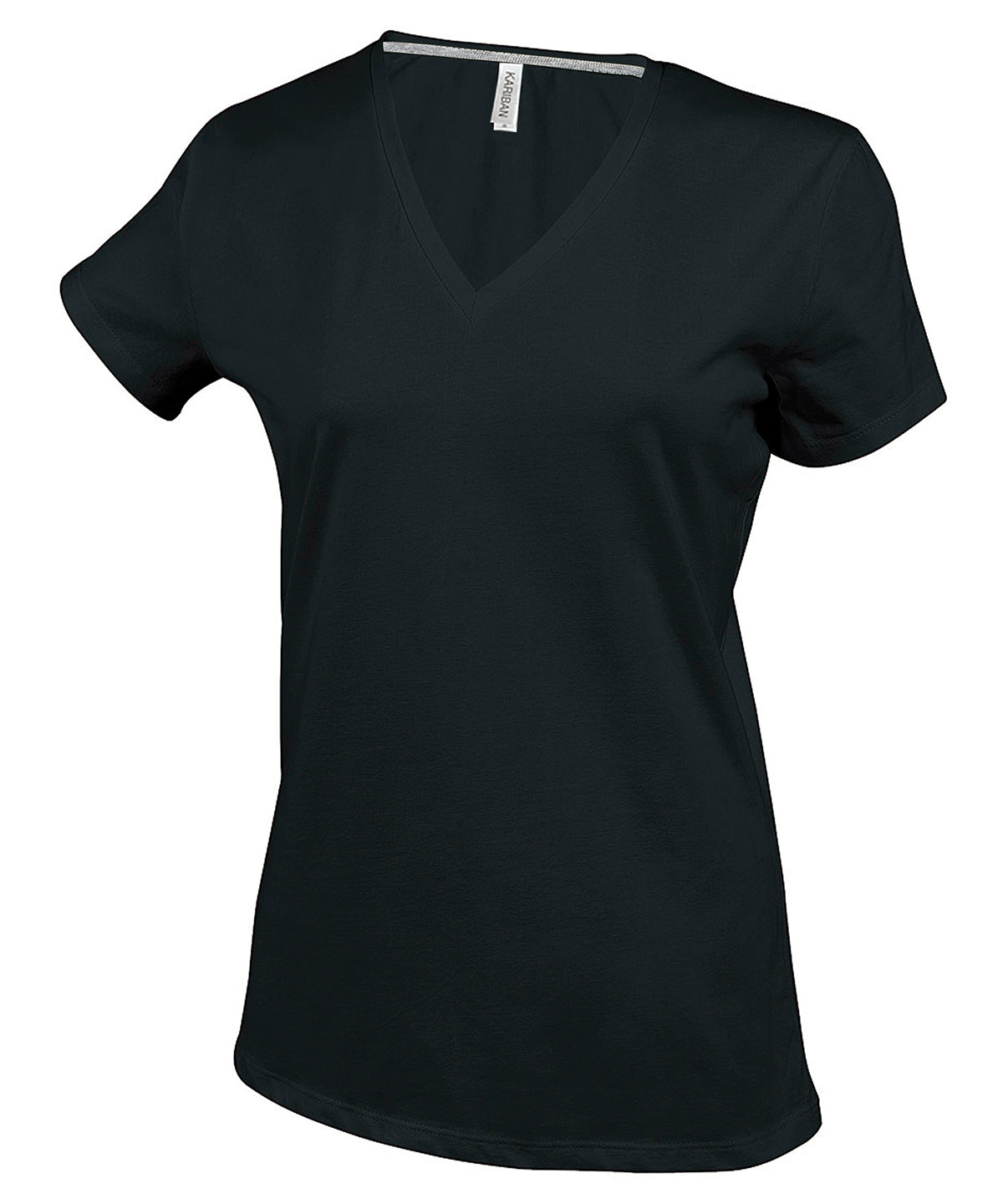 Kariban Ladies' short-sleeved V-neck T-shirt Black