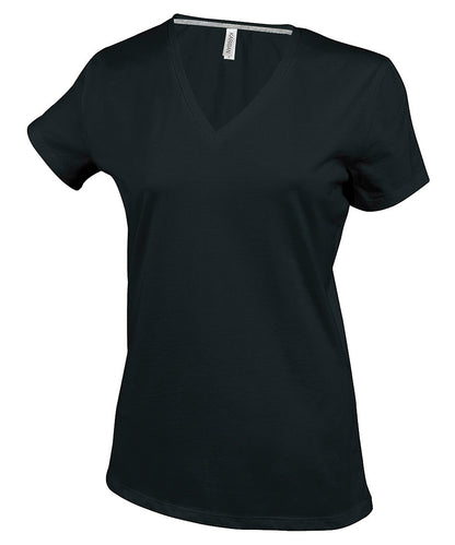 Kariban Ladies' short-sleeved V-neck T-shirt Black