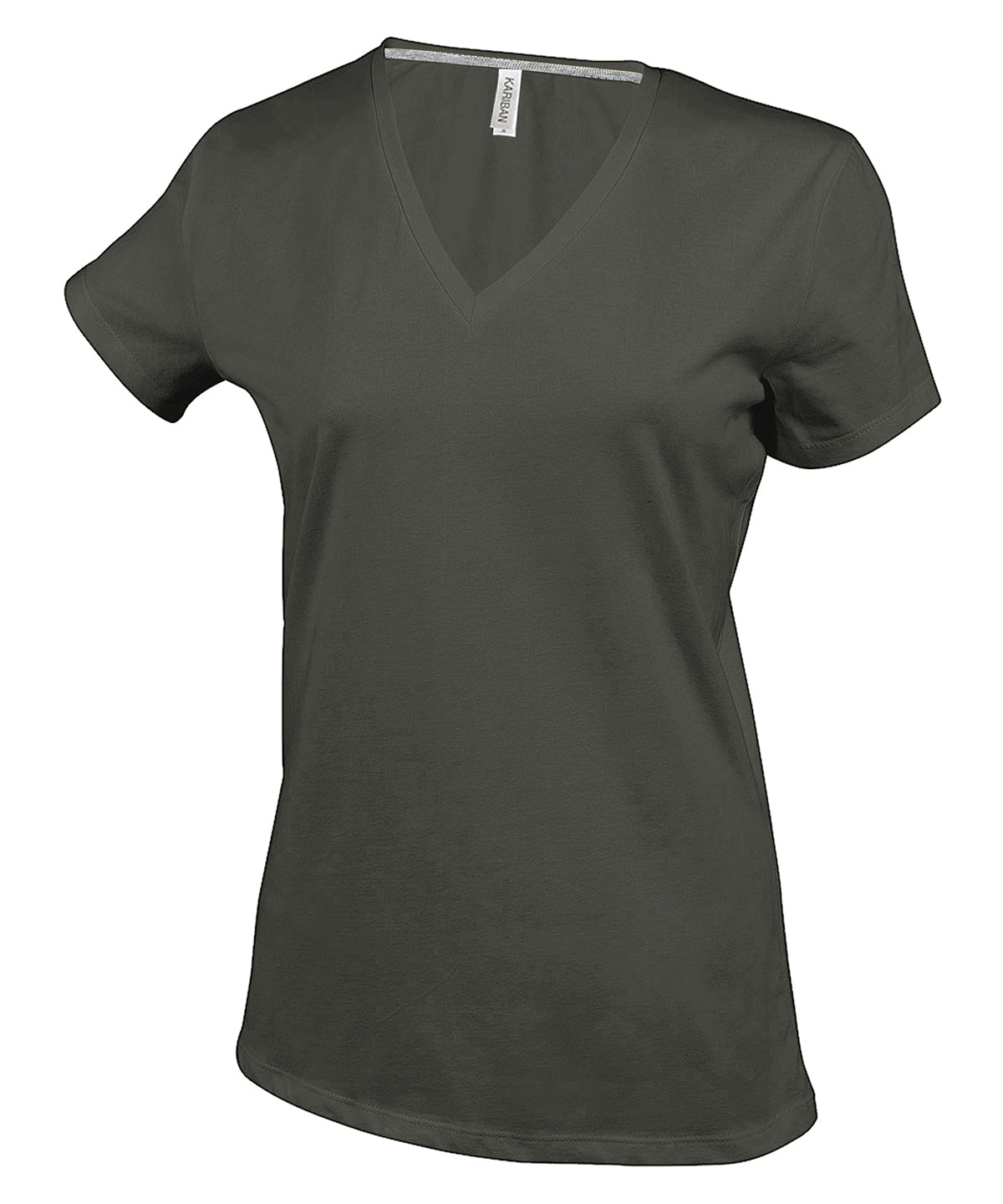 Kariban Ladies' short-sleeved V-neck T-shirt Khaki