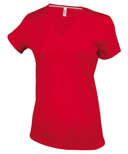 Kariban Ladies' short-sleeved V-neck T-shirt Red