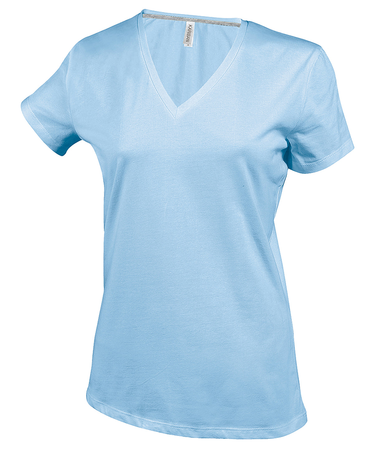 Kariban Ladies' short-sleeved V-neck T-shirt Sky Blue