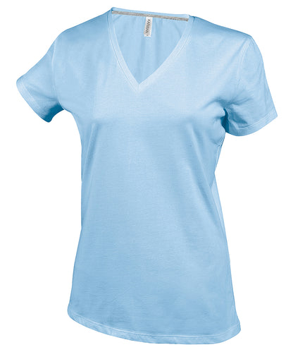 Kariban Ladies' short-sleeved V-neck T-shirt Sky Blue