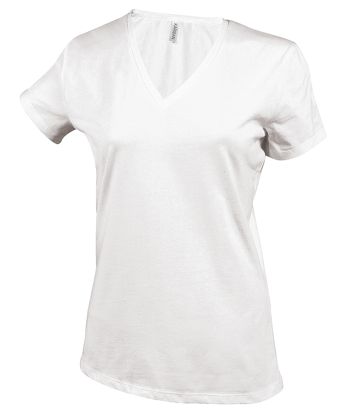 Kariban Ladies' short-sleeved V-neck T-shirt White