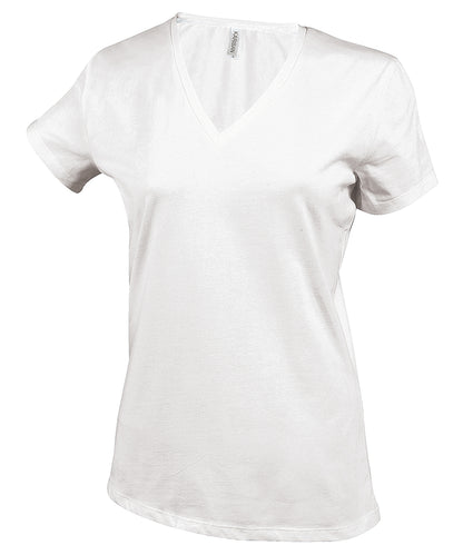 Kariban Ladies' short-sleeved V-neck T-shirt White