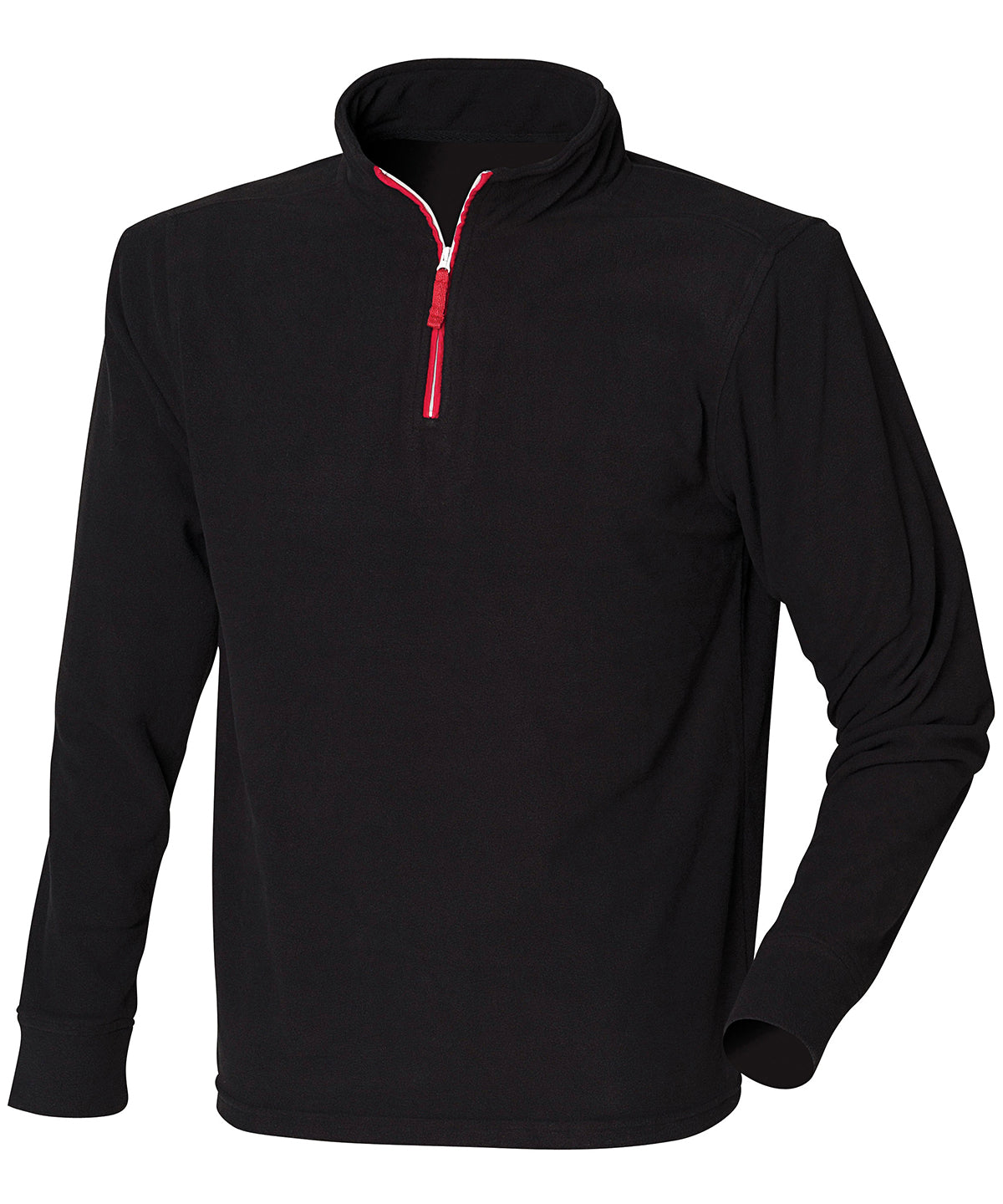 Finden & Hales ¼ zip long sleeve fleece piped Black/Red/White