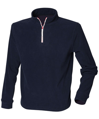 Finden & Hales ¼ zip long sleeve fleece piped Navy/White/Red