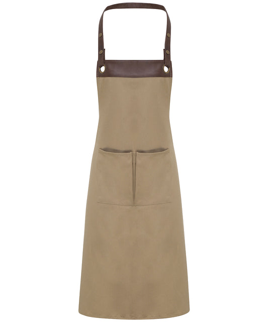 Premier Espresso bib apron Khaki/Brown