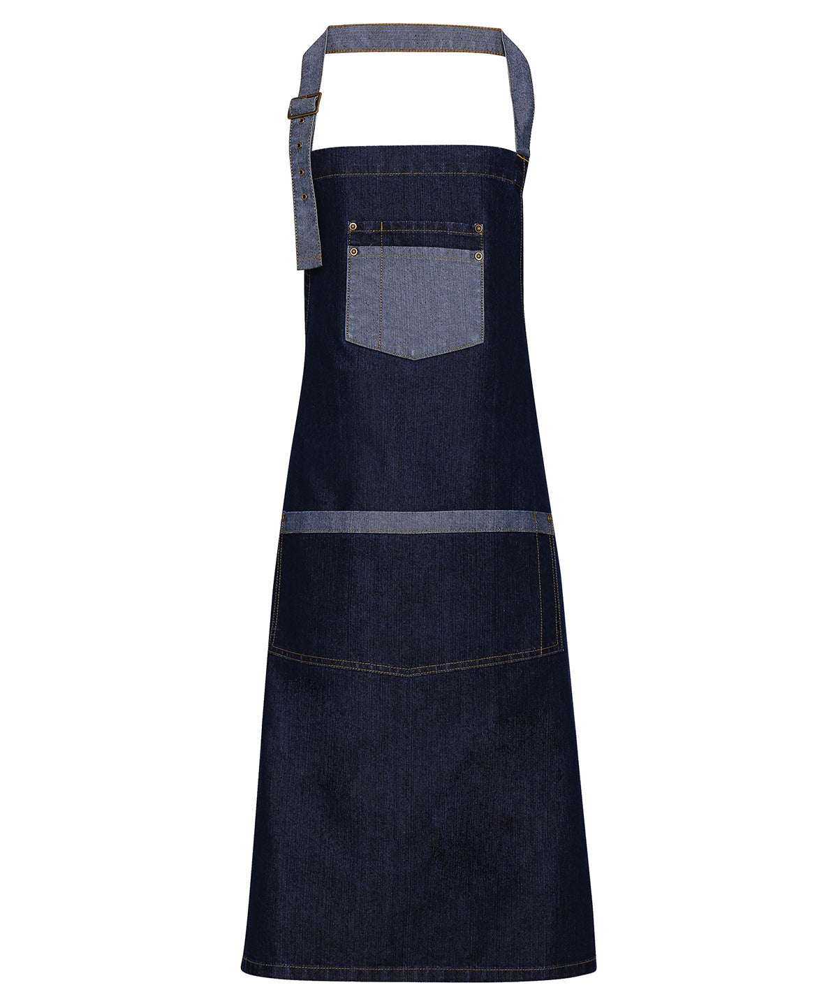 Premier Domain contrast denim bib apron Indigo Denim