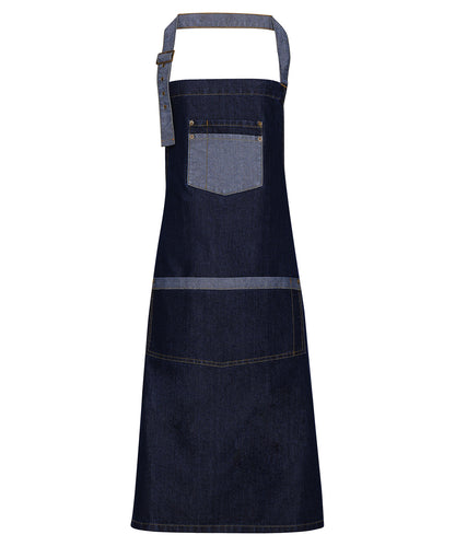 Premier Domain contrast denim bib apron Indigo Denim