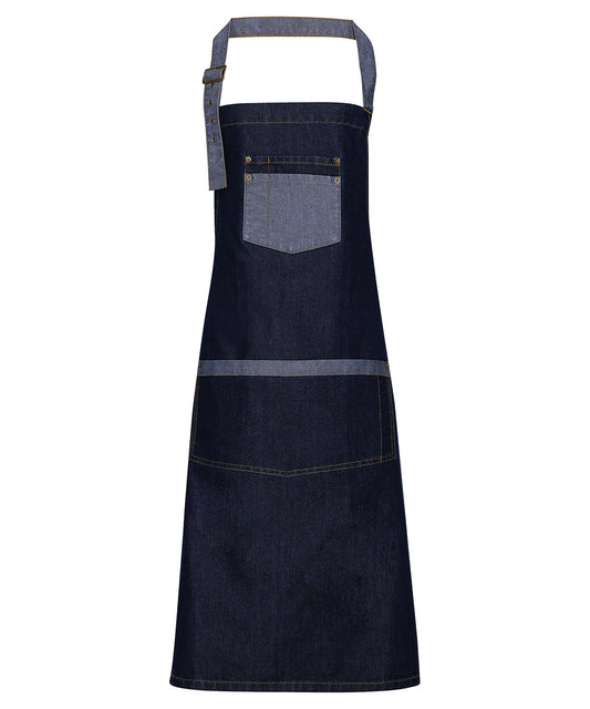 Premier Domain contrast denim bib apron Indigo Denim