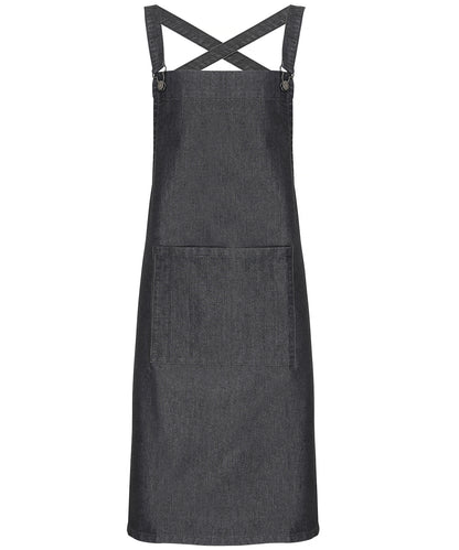 Premier Cross back 'barista' bib apron Black Denim